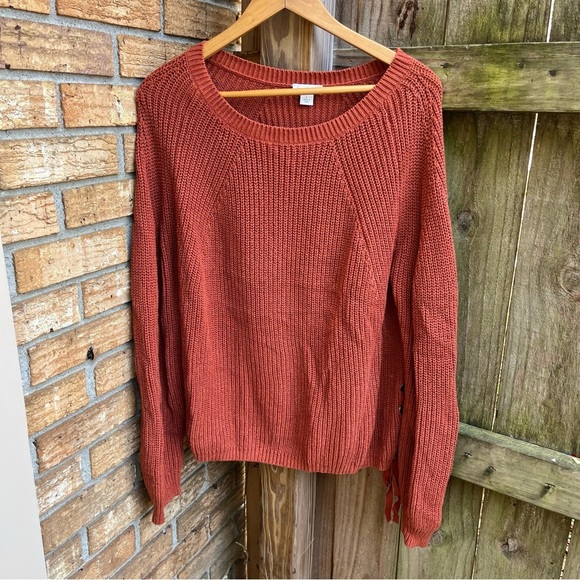 Sundance Sweaters - Sundance Burnt Orange Side-tie Pullover Sweater 100% Cotton